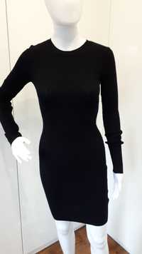Sukienka damska prążkowana dzianinowa czarna XS/S