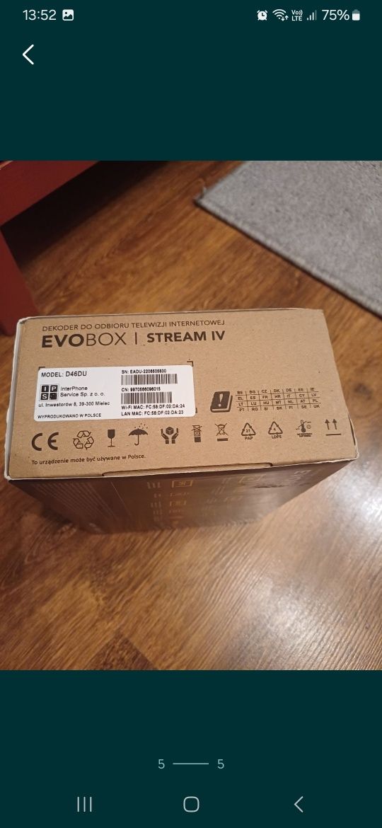 EVOBOX Stream IV, dekoder TV. Pilot, Polsat. NOWY zestaw.