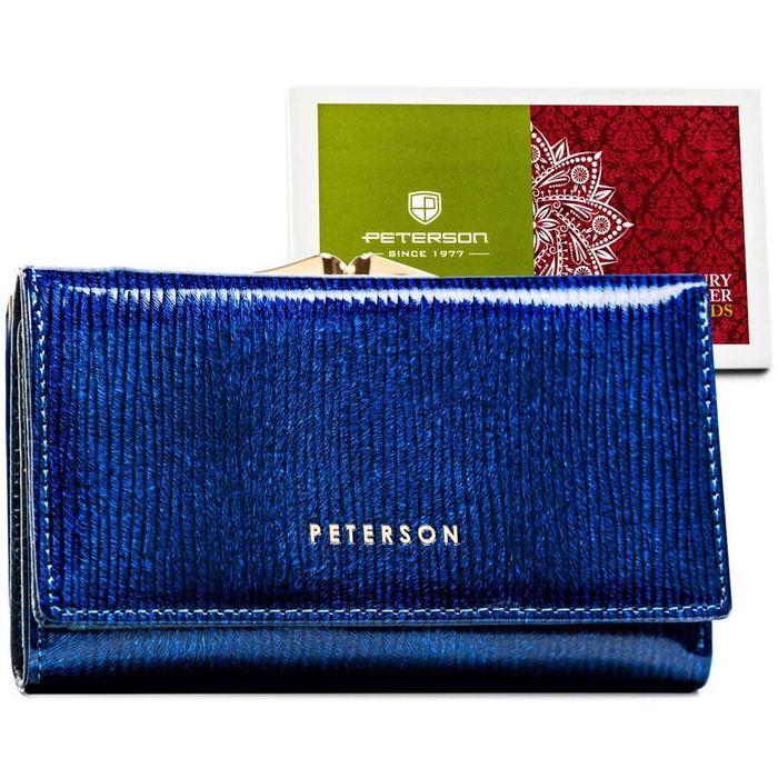 portfel na karty damski w niebieskim kolorze - peterson