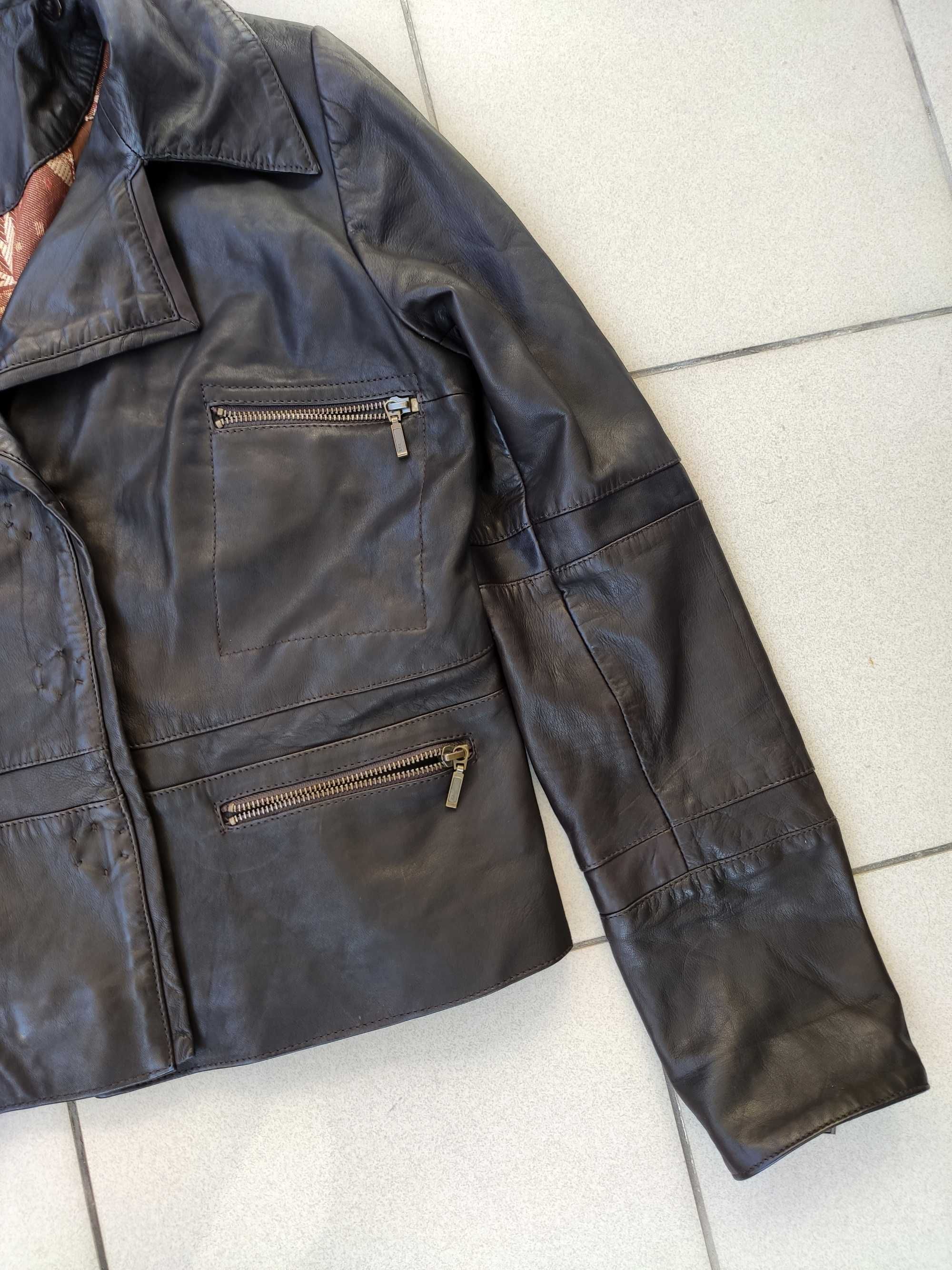 Vintage kurtka skórzana damska ramoneska biker r. L