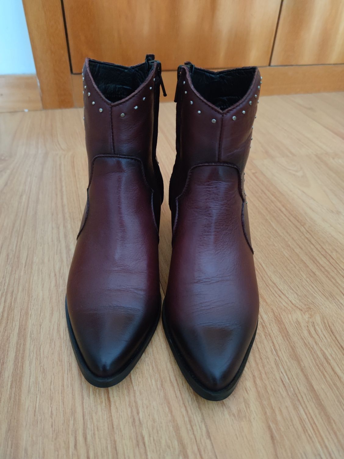 Botas pele vermelhas/bordeaux