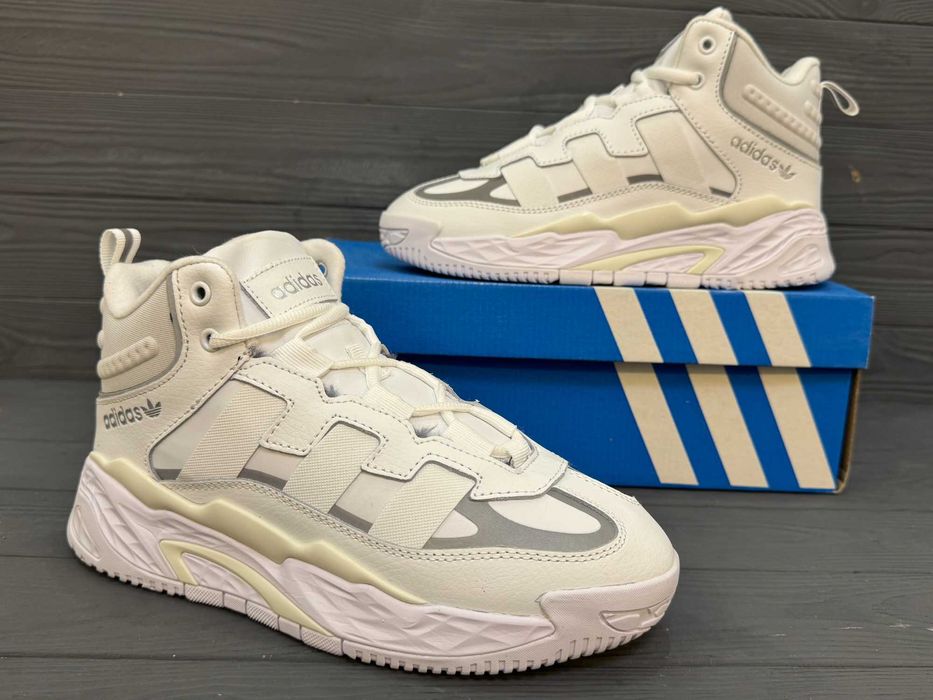 Зимові білі кросівки Adidas niteball зрефлективом Адідас Найтбол 36-41