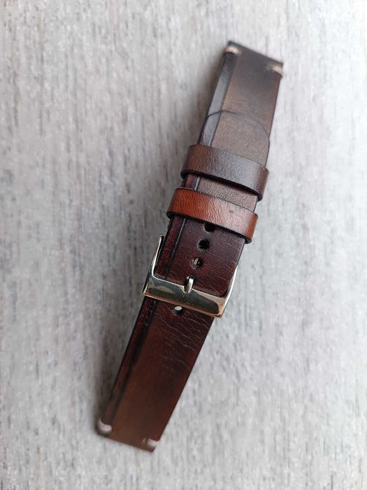 Brązowy skórzany pasek zegarka 20 mm z gradacją koloru