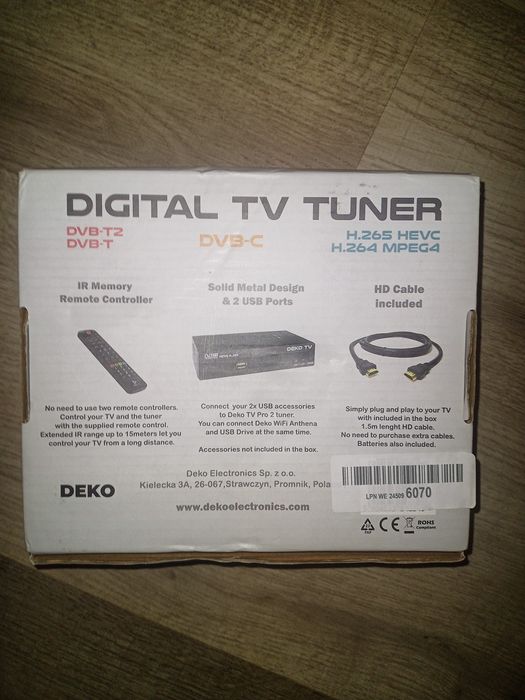 Tuner Dekoder TV Naziemnej DVBT2 DVBT 2 DVB T2 HEVC DEKO PRO2