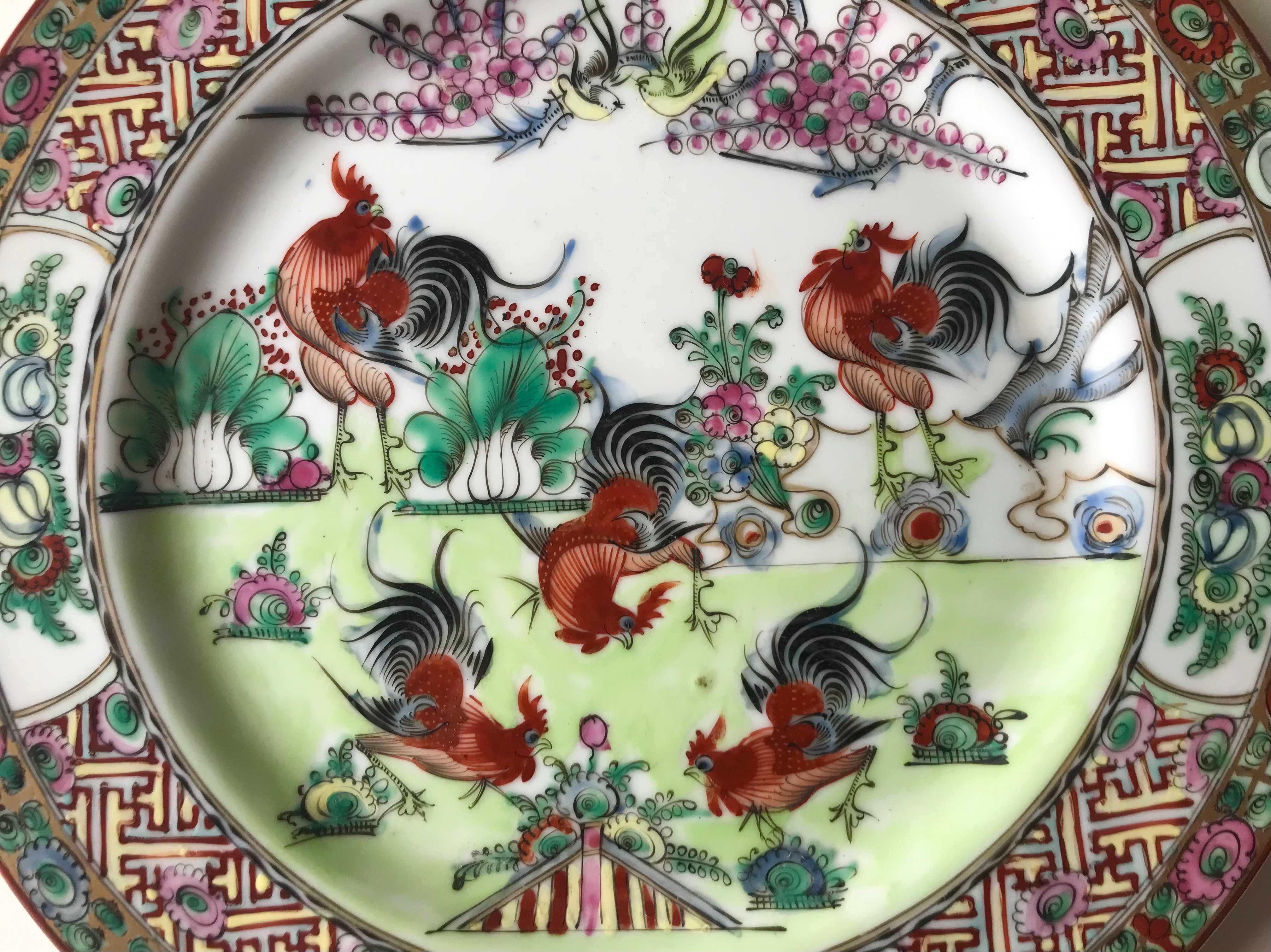 Prato de Porcelana Chinesa - Motivos Galos