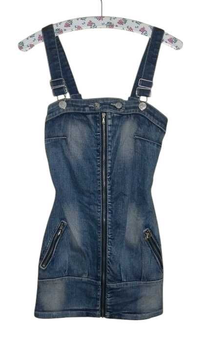 Jeansowa sukienka na ramiączkach ogrodniczka zip Blue Bags 34,XS
