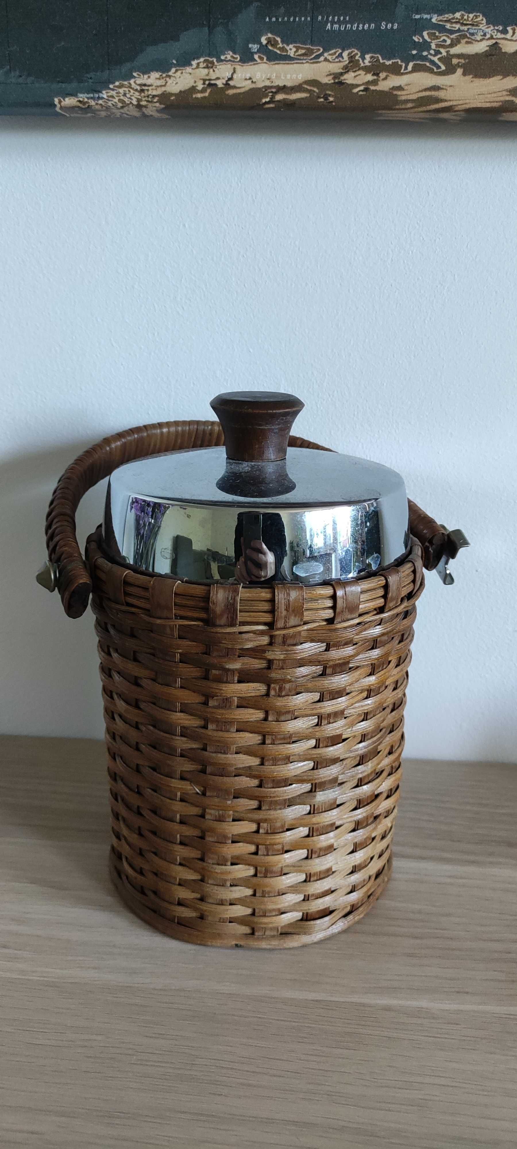 Pojemnik na lody, pojemnik na lód, wiaderko na lody, vintage, wiklina