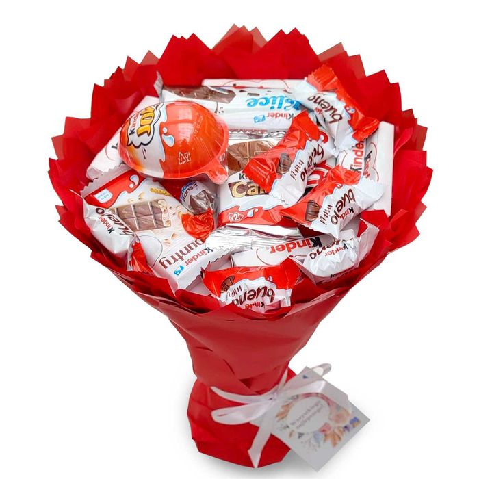Bukiet ze slodyczy Kinder. Prezent na Urodziny, Komunia, Rocznica