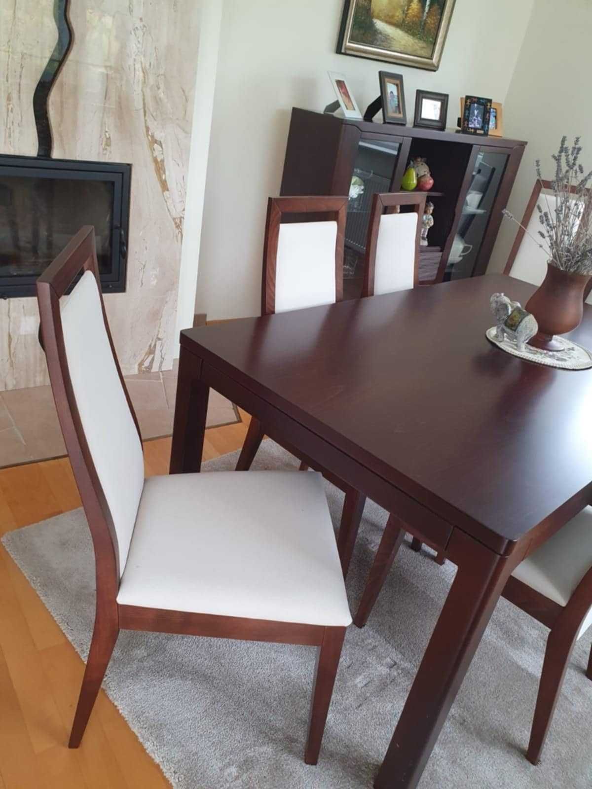 Klose drewniany stół do jadalni, 150x90 rozkładany, plus 8 krzeseł