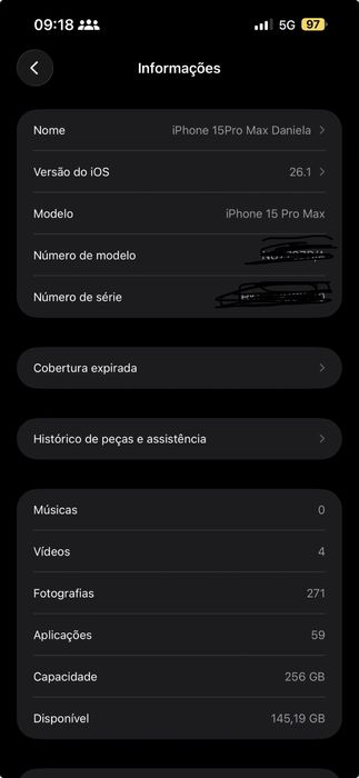 Iphone 15 Pro Max 256gb titanium preto