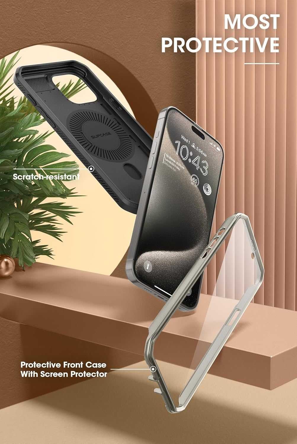 SUPCASE UB PRO etui MagSafe do iPhone 15 PRO 6.1 pancerne stojak szare