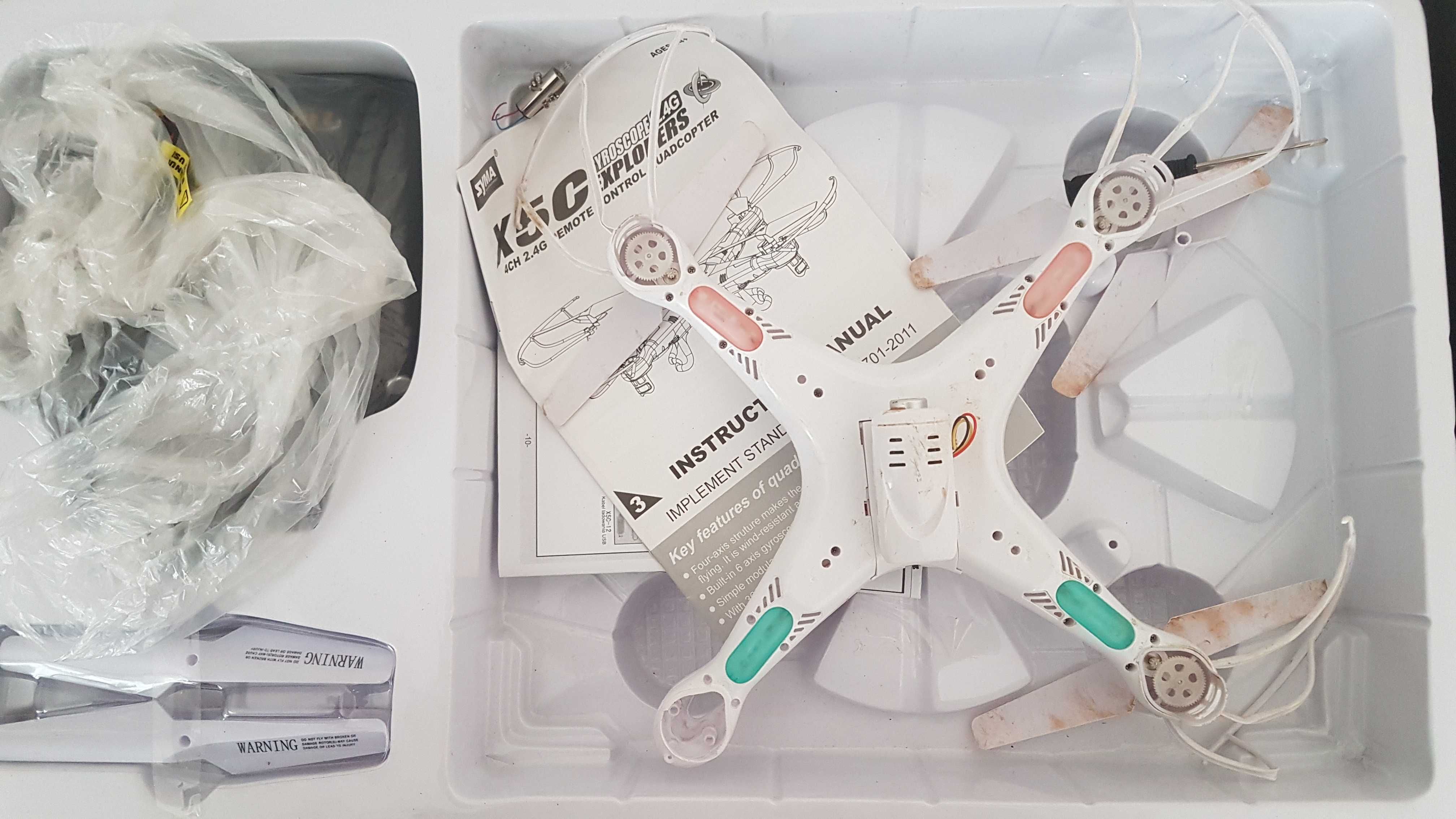 Dron Syma X5C biały (uszkodzony silnik)