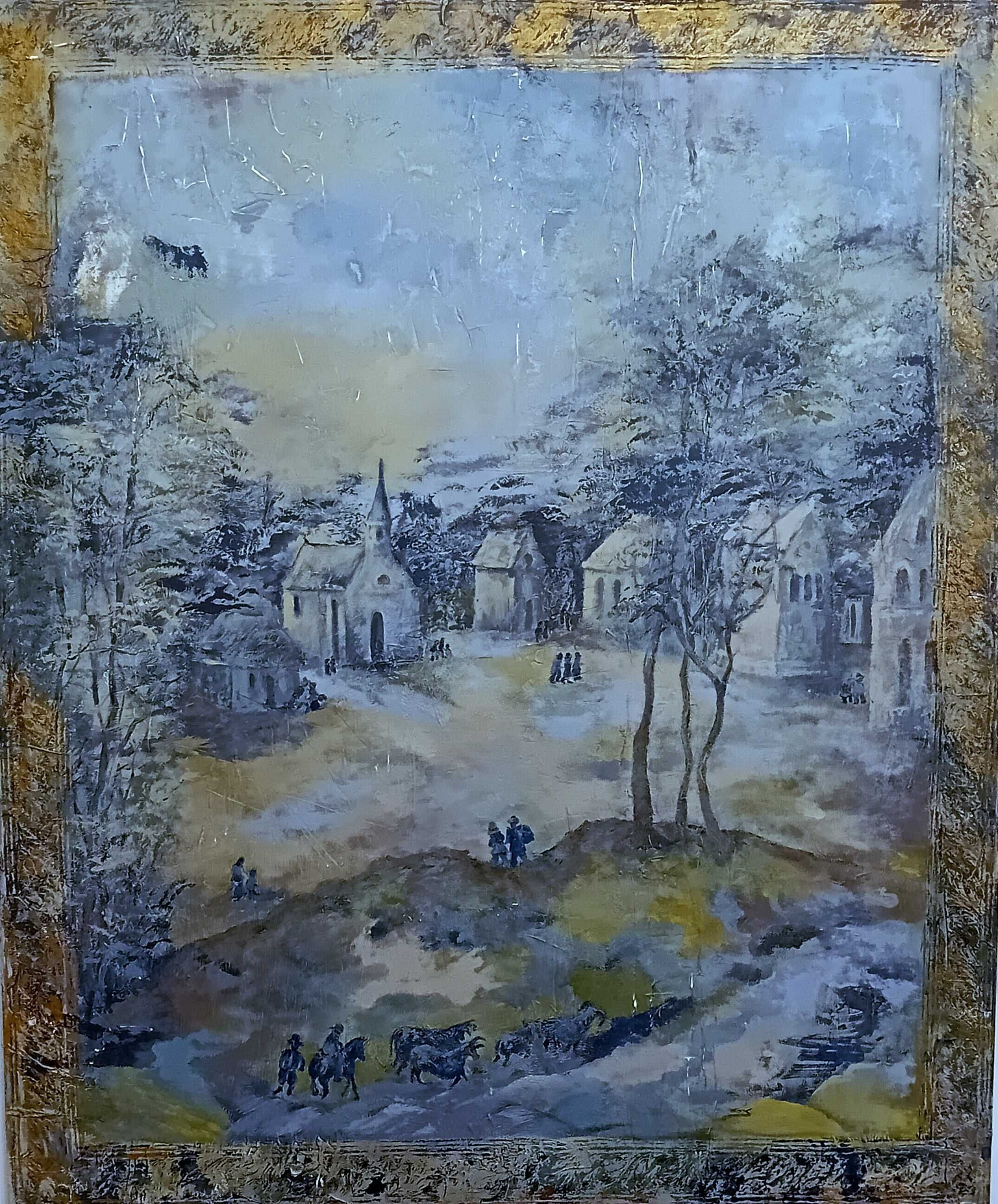 Obraz namalowany w technice dawnych malatur, 100×120 cm.