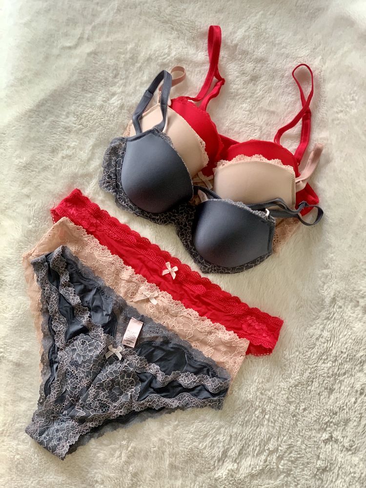 VICTORIA’S SECRET • Bielizna • Komplet Biustonosz 32C & Figi rozm.M