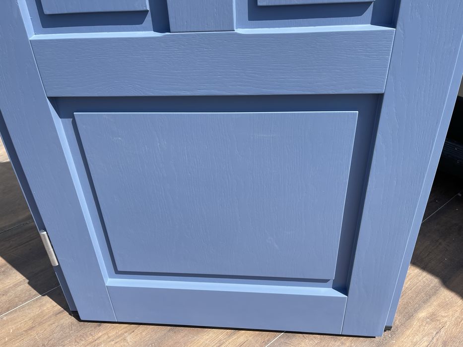 Drzwi zewnętrzne drewniane niebieskie czyste powietrze Na wymiarMontaż