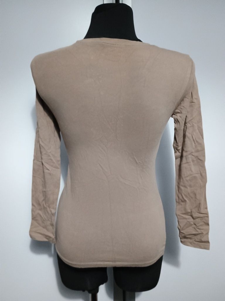 Bluzka z długim koszulka elegancka brązowa brąz r. 38 M