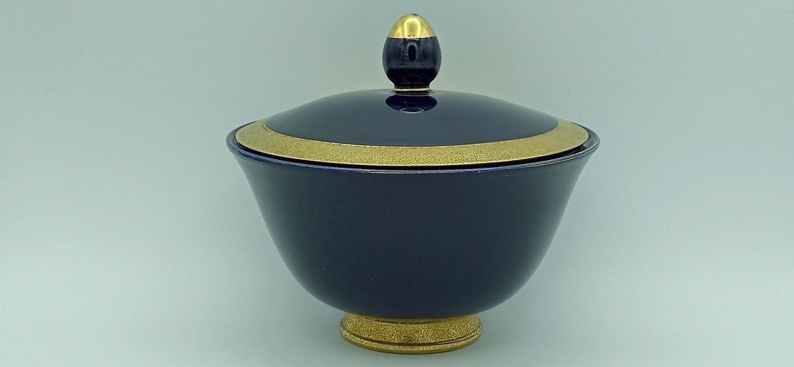 Wielka Bombonierka Porcelana ILMENAU Echt Kobalt Brabant h 18 cm