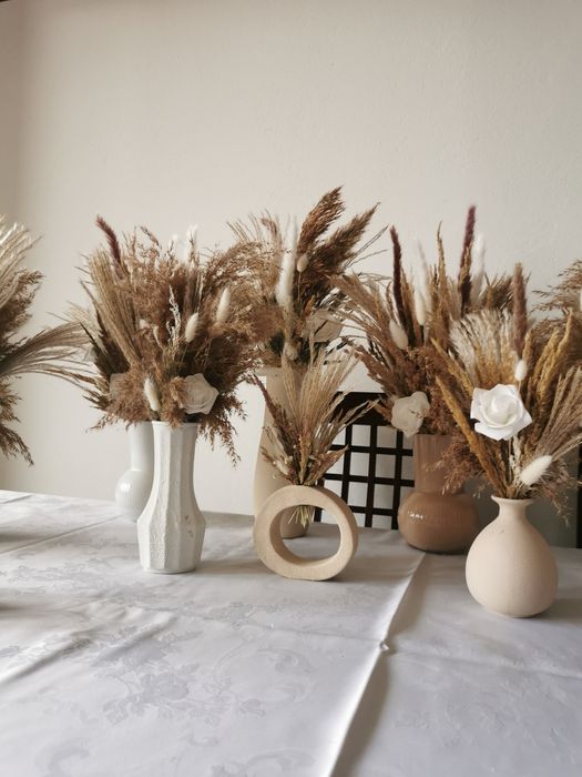 Gotowe bukiety ślubne suszone dekoracja stołu, bukiety na stół weselny