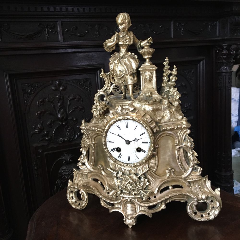 Годинник Часы Рококо Бронза Франція 19 ст. Антикварний.