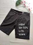 H&M szorty spodenki lniane L/XL szare eleganckie przewiewne len 55%