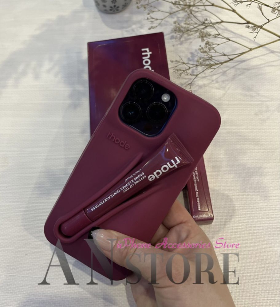 Чехол бордовый з блеском на iPhone 11,14,16proRhode на Raspberry Jelly