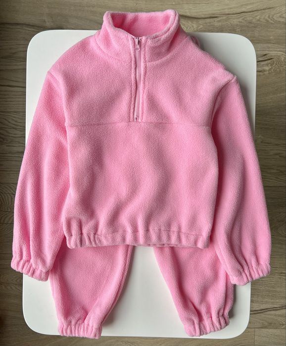 Теплий флісовий костюм молочний, лаванда, рожевий
