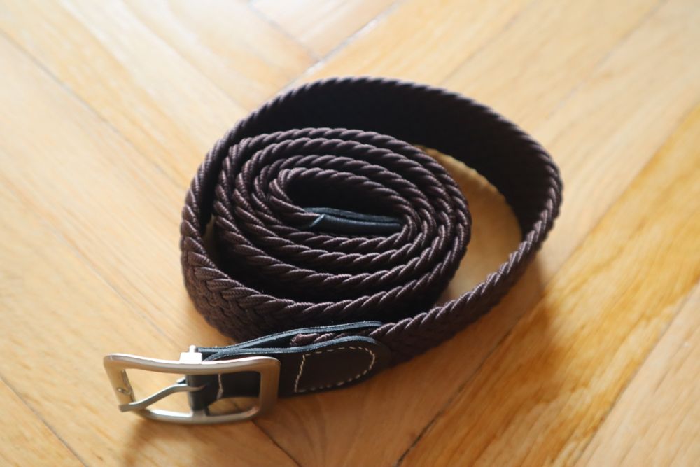 Pasek pleciony brązowy 105 cm