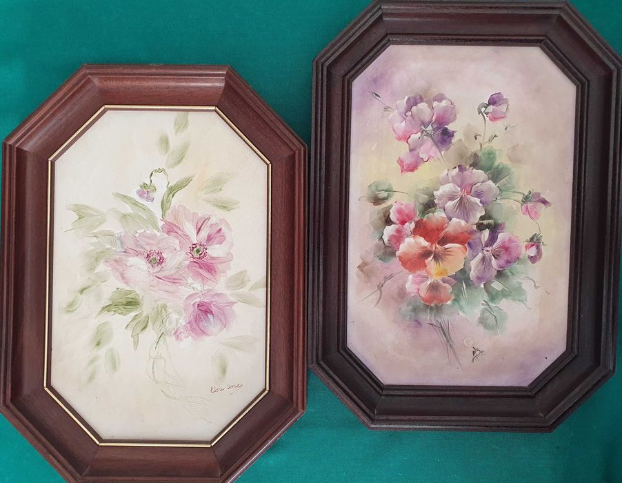 Pinturas em Azulejo originais, emolduradas - vintage