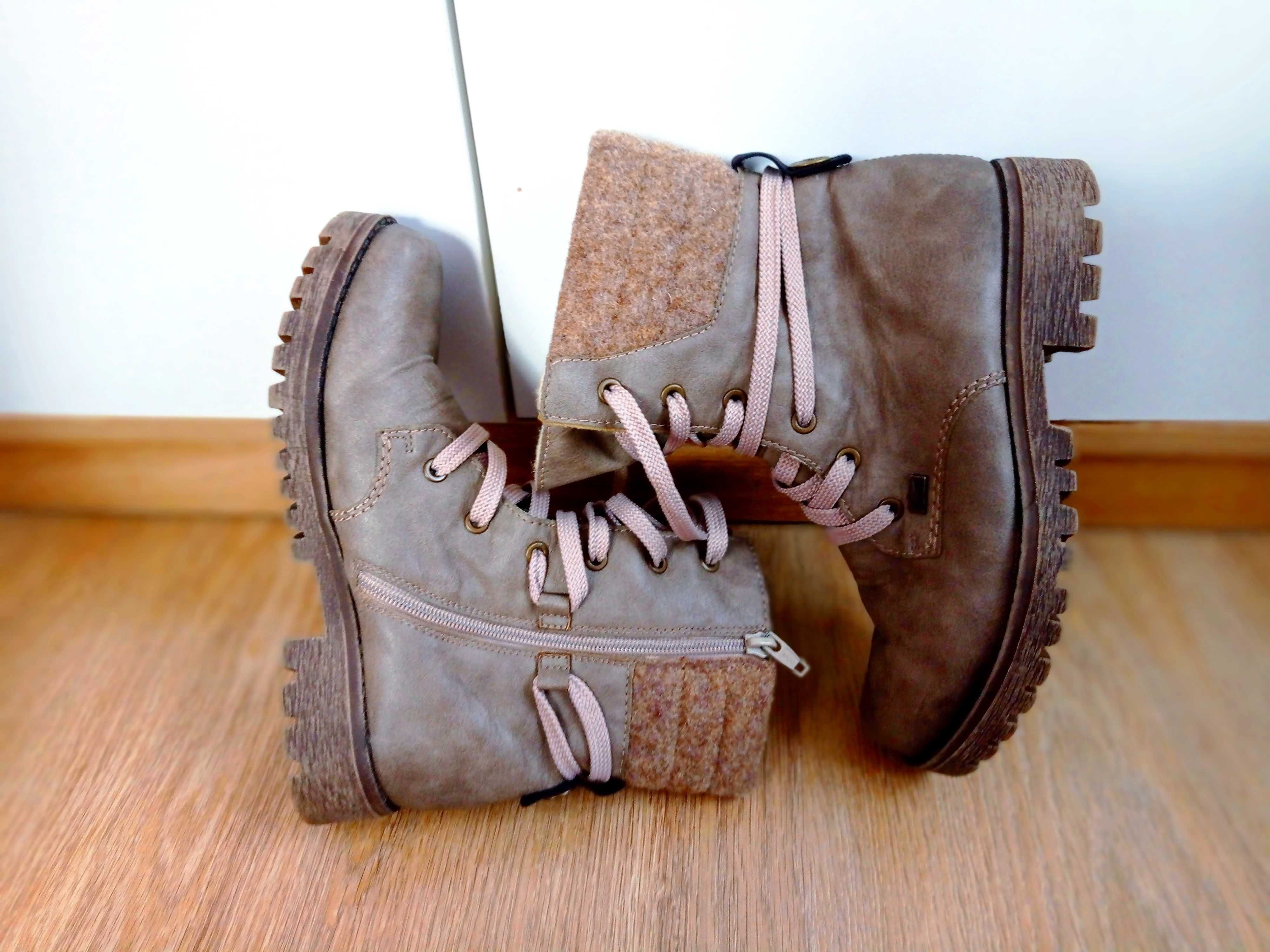 RIEKER buty damskie 36 botki Trapery Kozaki Śniegowce Trekking zimowe