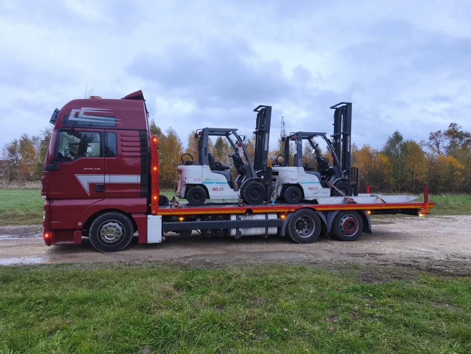 Transport maszyn, pojazdów platforma wciągarka