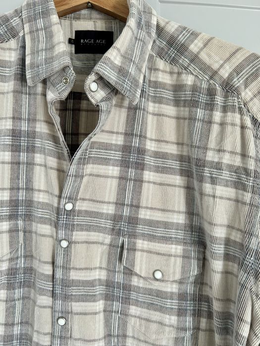 Koszula męska Rage Age by Czapul w kratę szara beżowa w prążek kratkę