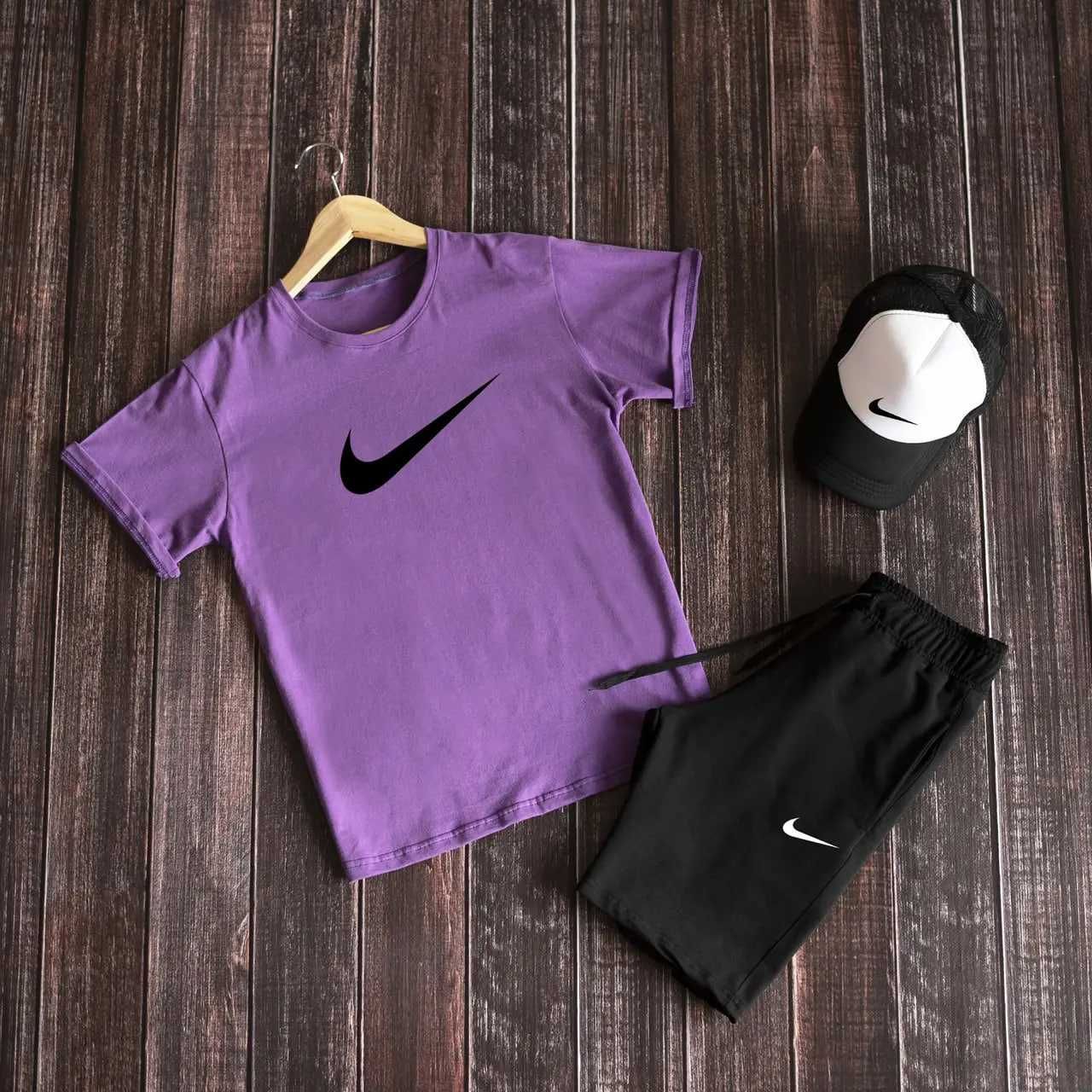 Футболка + Шорты + Кепка NIKE мужской спортивный костюм летний Найк