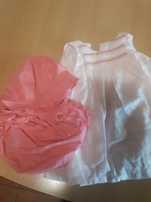 Conjunto vestido + tapa fralda + chapéu 3-6 meses Benetton