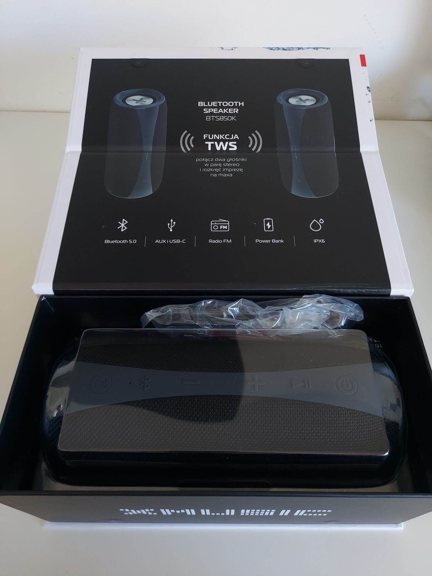 Nowy głośnik bezprzewodowy bluetooth XMUSIC BTS850K czarny radio FM