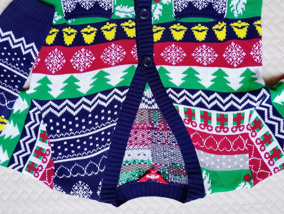 M Męski sweter świąteczny na święta kardigan rozpinany Mikołaj