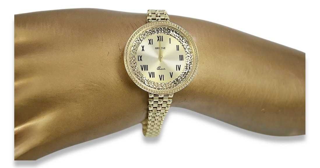 Prześliczny 14k złoty zegarek damski Geneve lw114y B