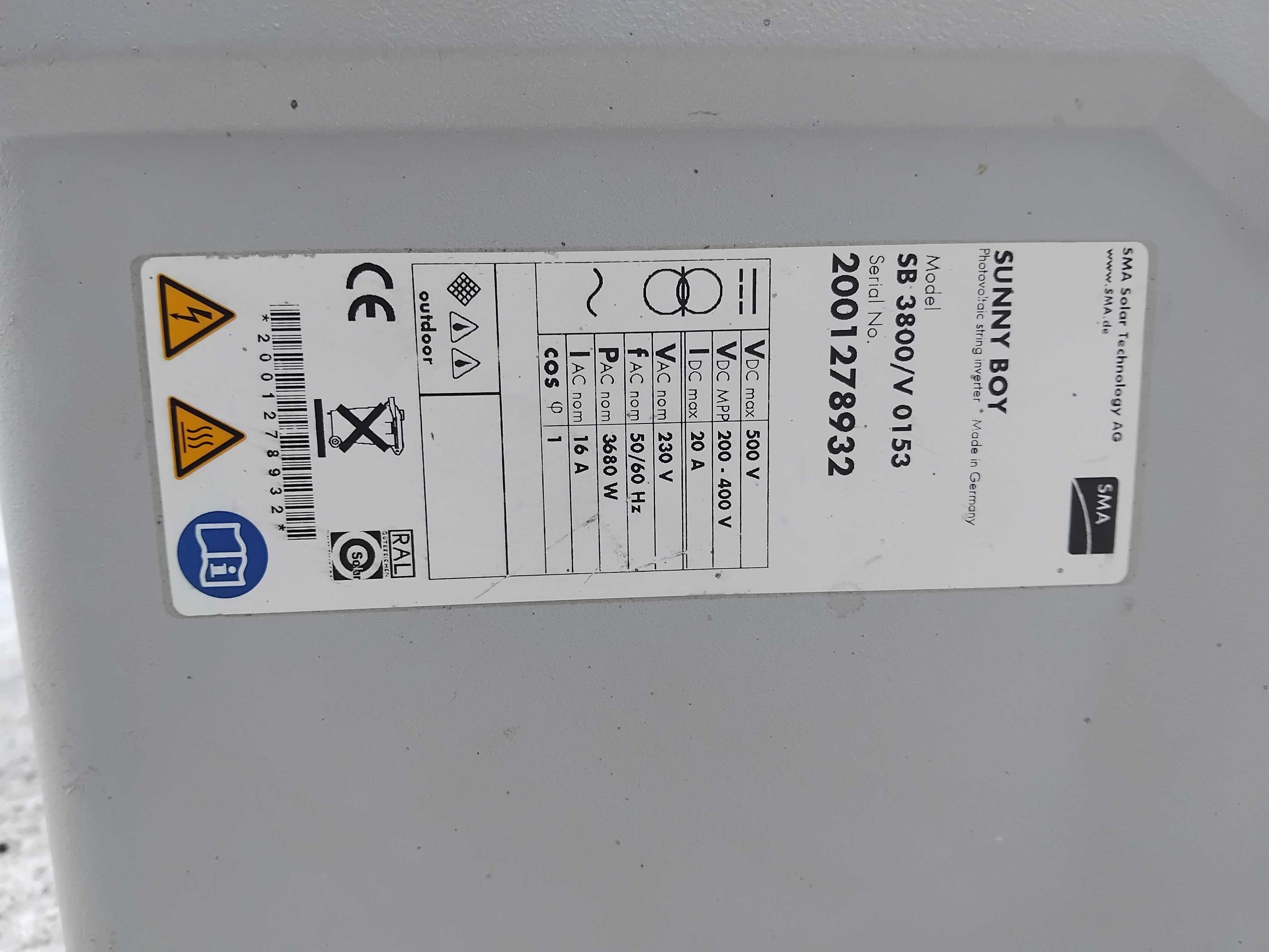 Inversor solar 3.68 Kw 16A