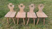 Krzeseła ludowe drewniane kuchenne ręcznie robione lata 70