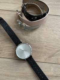 Srebrny zegarek reserved z wymiennymi paskami