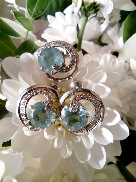 Сережки з білого золота + кольцо