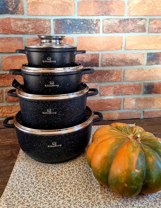 WYPRZEDAŻ MAGAZYNU  209 zł   Garnki 4 sztuki KLONBERG szare i czarne