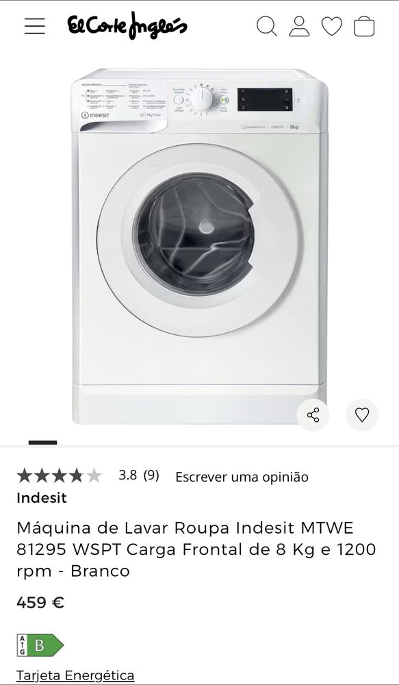Máquina de lavar roupa Indesit 8 kg