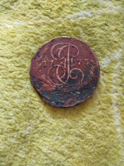 5 копійок 1773 року 
Російська імперія
Гурт сітчастий
Матеріал мідь
Ст