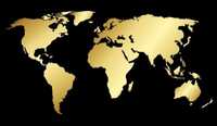 Obraz, czarno złota mapa świata