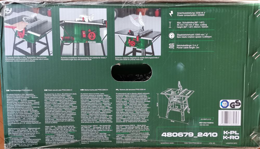 Piła stołowa Parkside PTKS 2200, zestaw - Kraków