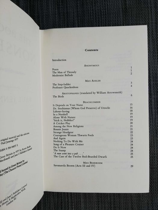 The Book of Nonsense - Paul Jennings (portes grátis)