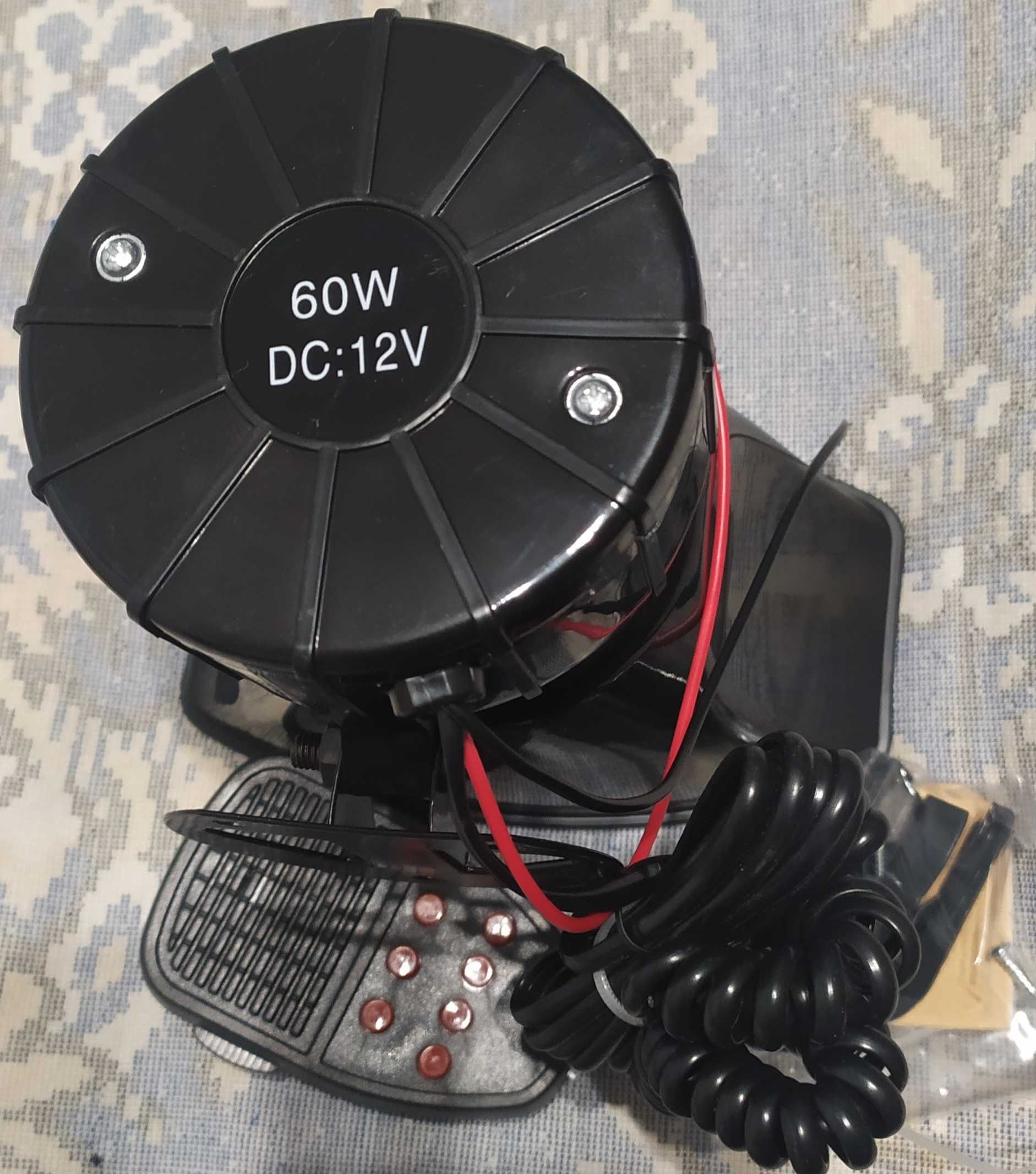 Сигнал сирена гучний СГУ 12V 60W на 7 мелодій крякалка мікрофон пульт.