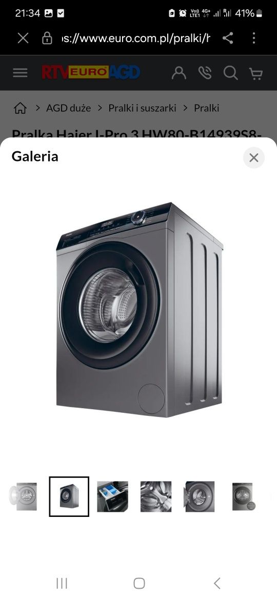 Pralka Haier I-Pro 3 HW80-B14939S8-S 8kg 1400obr/min