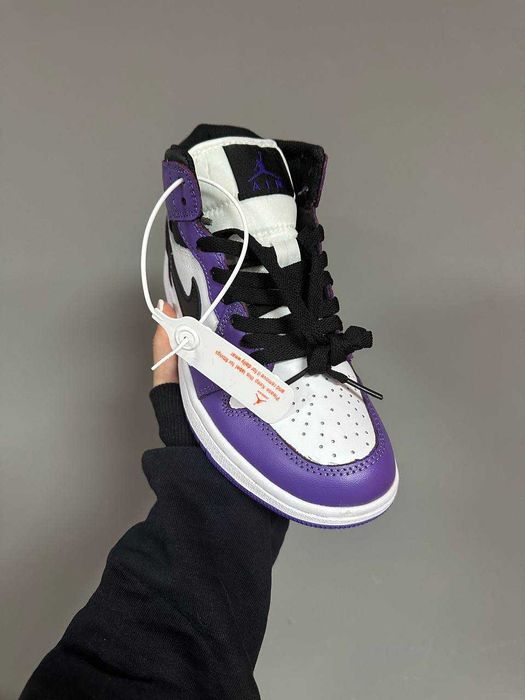 Кросівки зимові Nike Air Jordan 1 High Purple premium з хутром