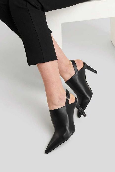 713 NA-KD Czarne Czółenka Z Odsłoniętymi Piętami Buty Na Obcasie 37